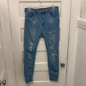 🍑Wax Jean Butt, I Love You Ripped Distressed Skinny Blue Jeans 13 Junior’s